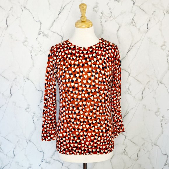 J. Crew Printed Hearts Merino Wool Tippi Sweater - Picture 2 of 6